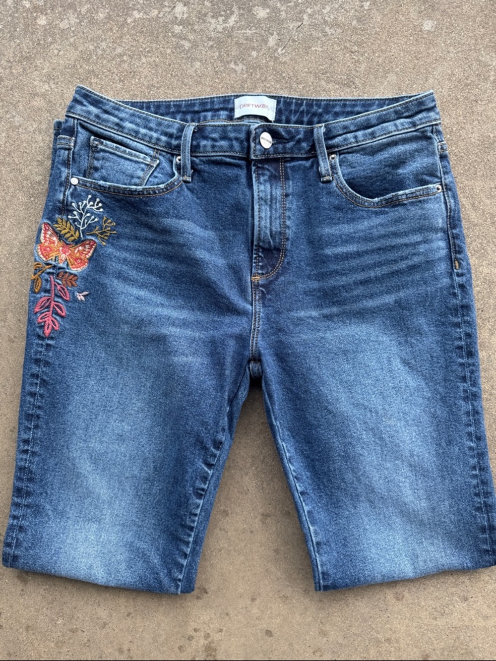 DRIFTWOOD Kelly Blue Embroidered Flare Jeans Size 31 x 32 Bootcut - Picture 8 of 12